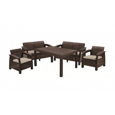 Keter zahradní set Corfu FIESTA hnědá (2x křeslo + 2x lavice + stůl)